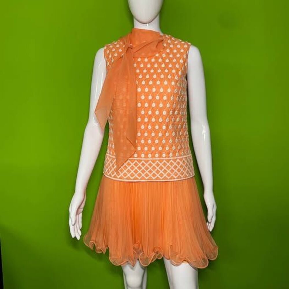 Vintage Jack Bryan Designed by Dupuis Orange Mini Dress - Small / Medium